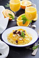 Dessert pasta with orange