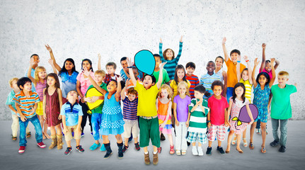 Fototapeta premium Multiethnic Children Smiling Happiness Friendship Concept