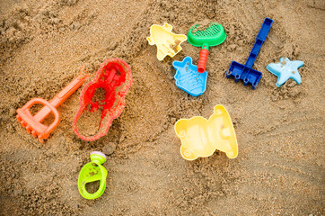 Fototapeta na wymiar Close up of Children's beach toys