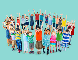 Fototapeta premium Diverse Children Standing Circle Friendship Concept