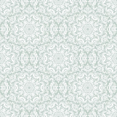 Damask Seamless  Pattern. Orient Background. Blue and White