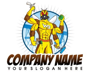 pesticides bug man male hero charecter logo vector