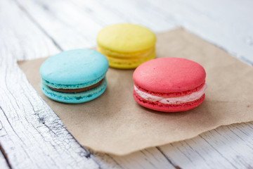 French colorful macarons.