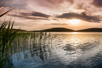 Fantastic sunset on the lake