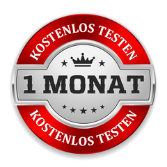 Silberner 1 monat kostenlos Siegel mit rotem Rand