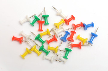 Group of colour push pins