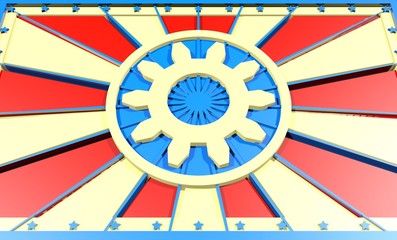 Fototapeta premium sun burst 3d baner with gear