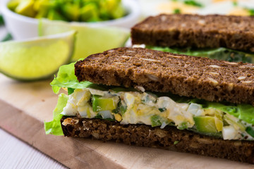 Egg and avocado sandwiches with cream cheese