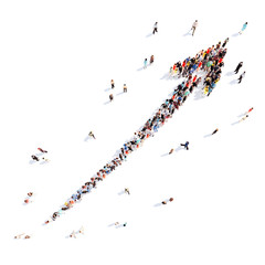 People in the form of arrows.