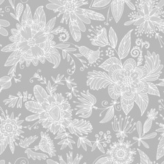 Gray seamless flower pattern