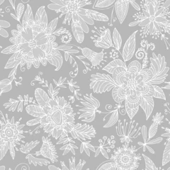 Photo sur Plexiglas Gris Motif de fleurs sans soudure gris