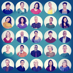 People Faces Portrait Multiethnic Cheerful Group Concept