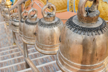 row of alloy bell on the stairway
