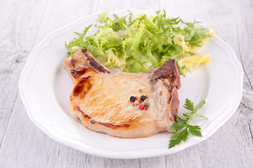 fried pork with salad