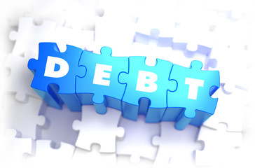 Debt - White Word on Blue Puzzles.