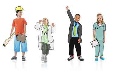 Group Children Dreams Job Uniform Concept