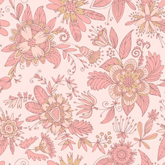 Fototapeta na wymiar Pink seamless flower pattern