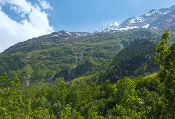 Naklejka na ściany i meble Grimsel Pass summer landscape (Switzerland).