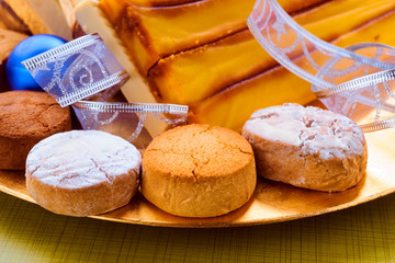 shortbread and nougat tray with christmas ornaments