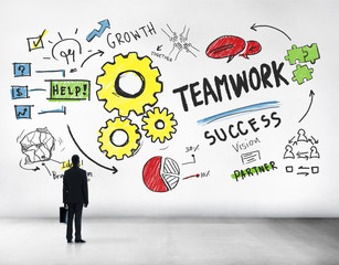 Teamwork Team Together Collaboration Businessman Aspiration Goal