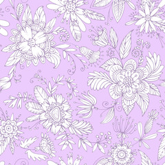 Violet seamless flower pattern