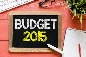 Budget 2015 Handwritten on blackboard