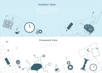Obraz premium Crossword and sudoku background