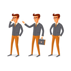 cartoon illustration handsome young man with beard