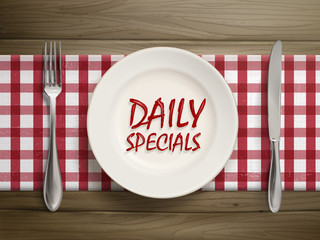 daily specials written by ketchup on a plate