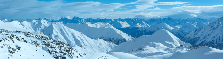 Fototapeta na wymiar Silvretta Alps winter view (Austria). Panorama.