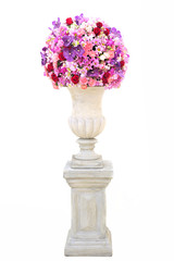 Vase of Flowers on Roman stone pillar - 81654704