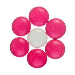 White pill surrounded by red