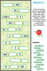 Fruits and vegetables word game - obrazy, fototapety, plakaty