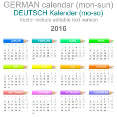 2016 Crayons Calendar German Version