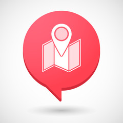Comic balloon icon with a map