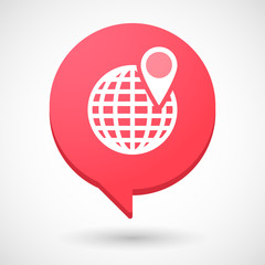 Comic balloon icon with a world globe