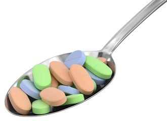 Spoon and Pills (clipping path included)