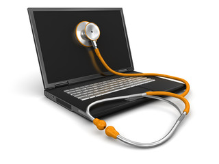 stethoscope and Laptop (clipping path included)