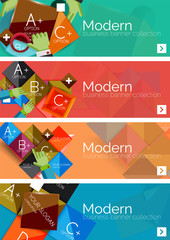 Collection of flat web infographic concepts and banners, various