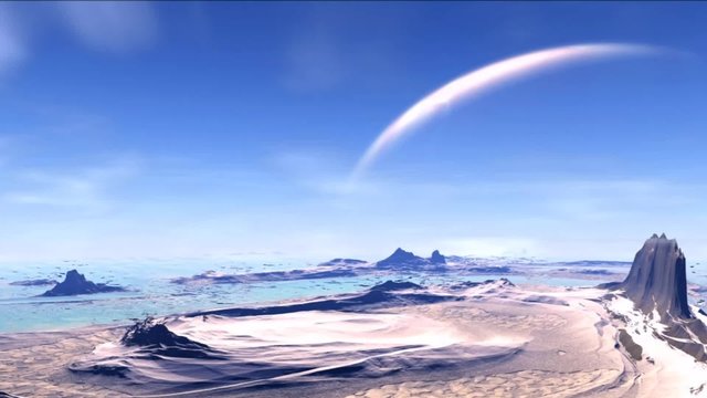 Fantasy alien planet. Rocks and  moon