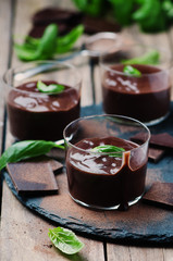 Chocolate mousse with basil