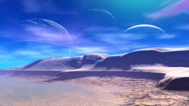 Fantasy alien planet. Rocks and  moon