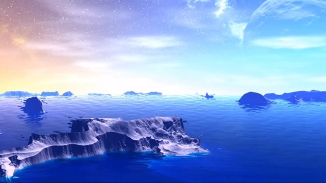 Fantasy alien planet. Rocks and  moon