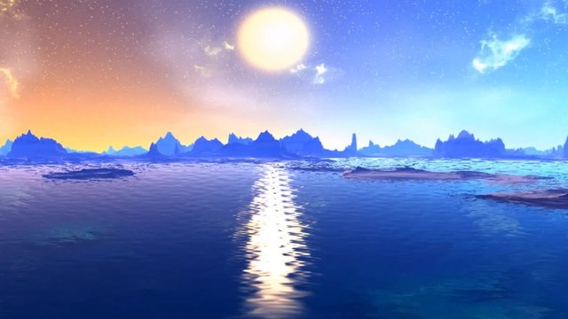 Fantasy alien planet. Rocks and sky