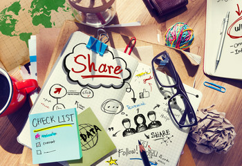 Notebook Internet Data Sharing Teamwork Social Media Concept