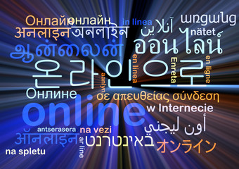 online multilanguage wordcloud background concept glowing
