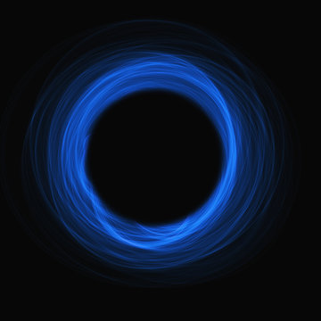 black hole blue glow absorbs light on  black background square