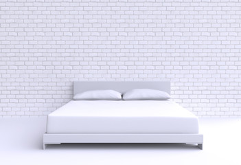Modern bed with two pillows