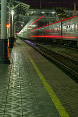 night train departing from the station