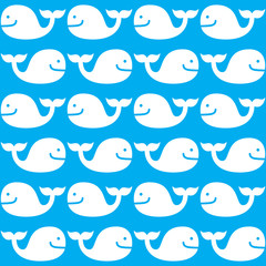 Whale seamless blue and white pattern